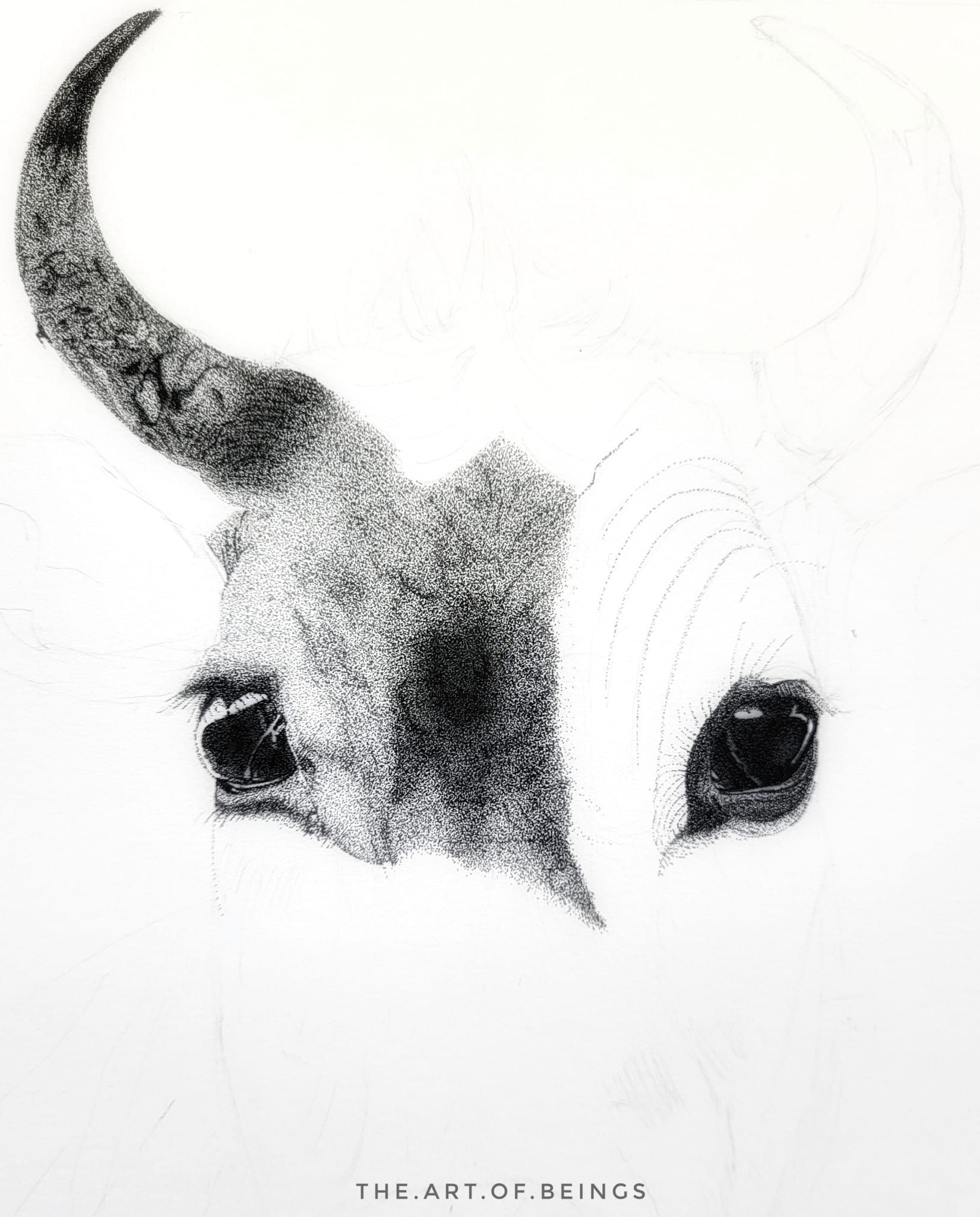 dotwork drawing bull