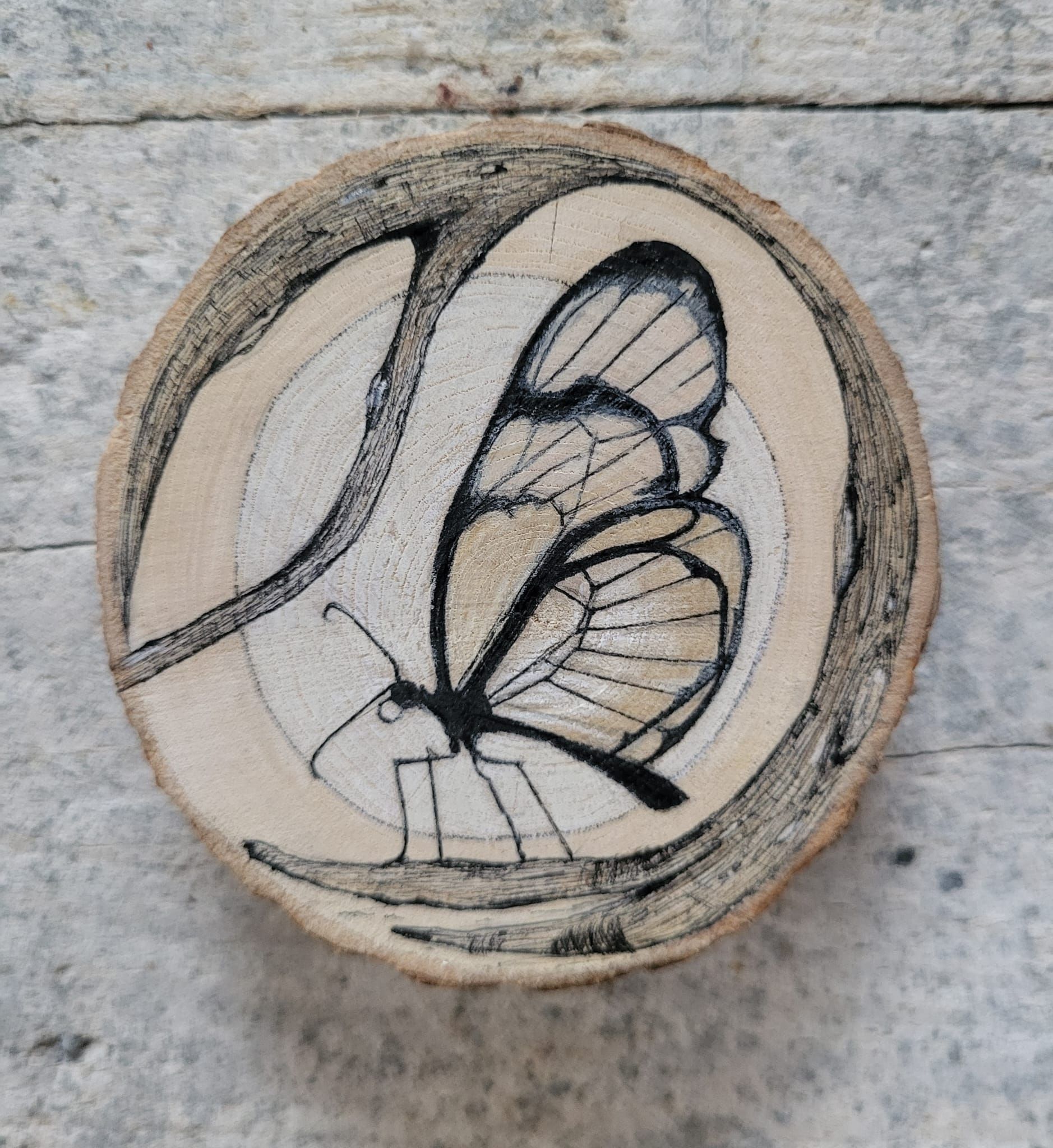 drawing butterfly on wood