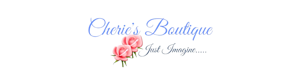 Cherie’s Boutique logo with pink roses and elegant script on a white background