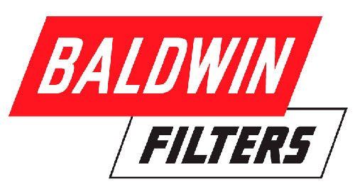 Logo Baldwin Filters: rettangolo rosso con la scritta 