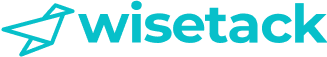 Wisetack logo with teal text and a teal geometric shape above the text.