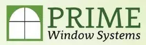 Logo of Prime Window Systems. Green window icon on the left, green text