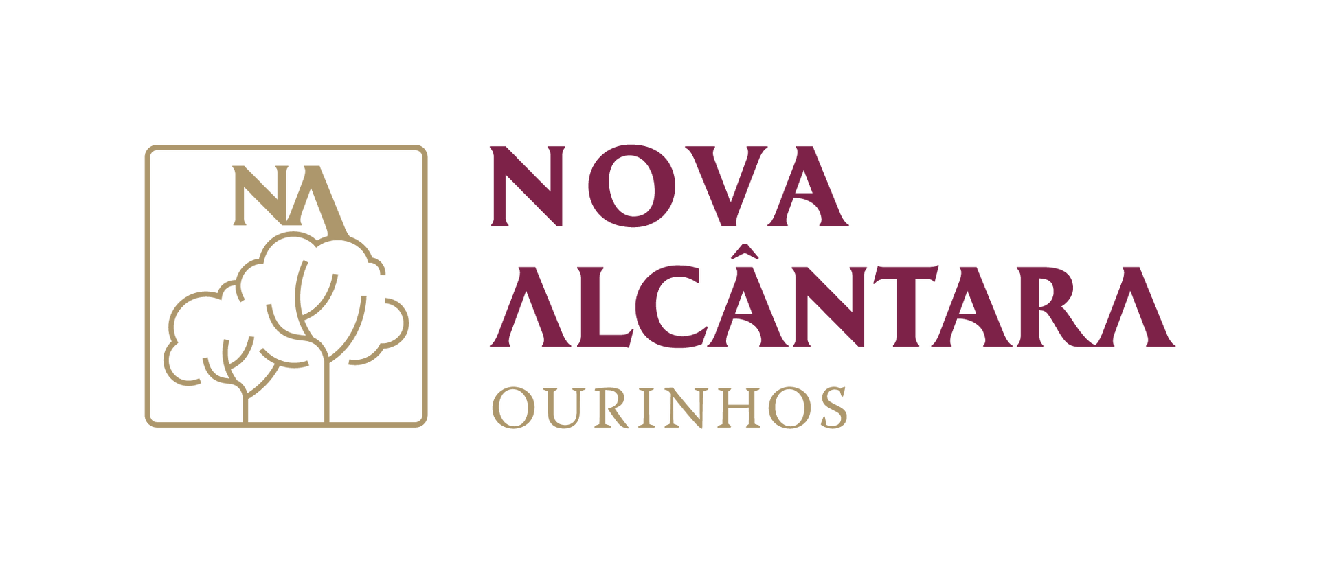 A logo for nova alcantara ourinhos with a tree in a square.