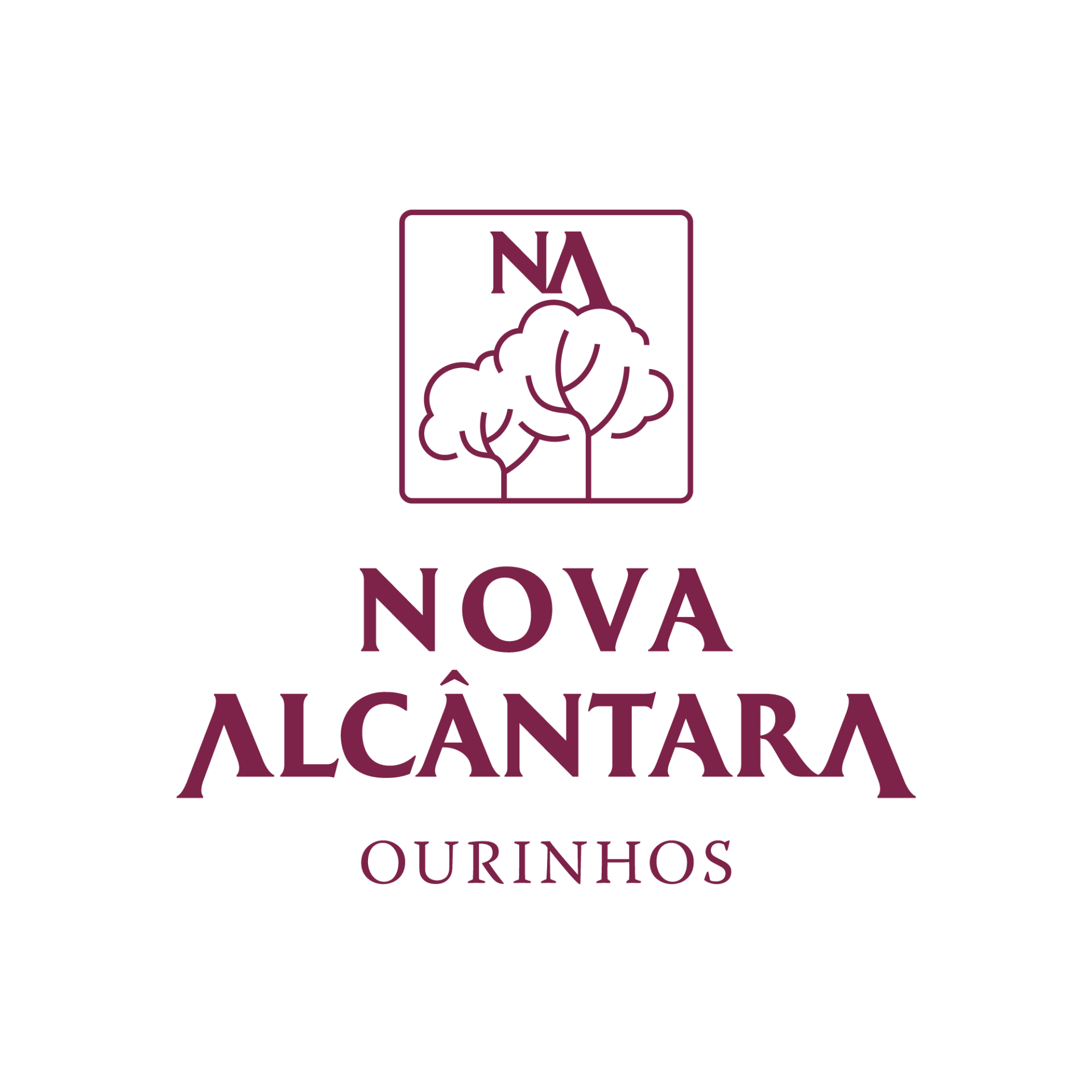 A logo for nova alcantara ourinhos with trees in a square.