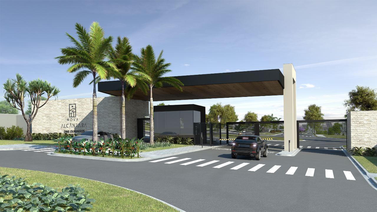 entrada-nova-alcantara Impressão artística da entrada de um condomínio fechado.