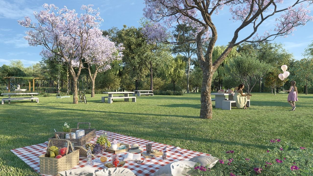 piquinique-em-areas-verdes A impressão artística de um piquenique em um parque.