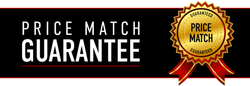Price Match Guarantee badge with a gold seal and red ribbon.