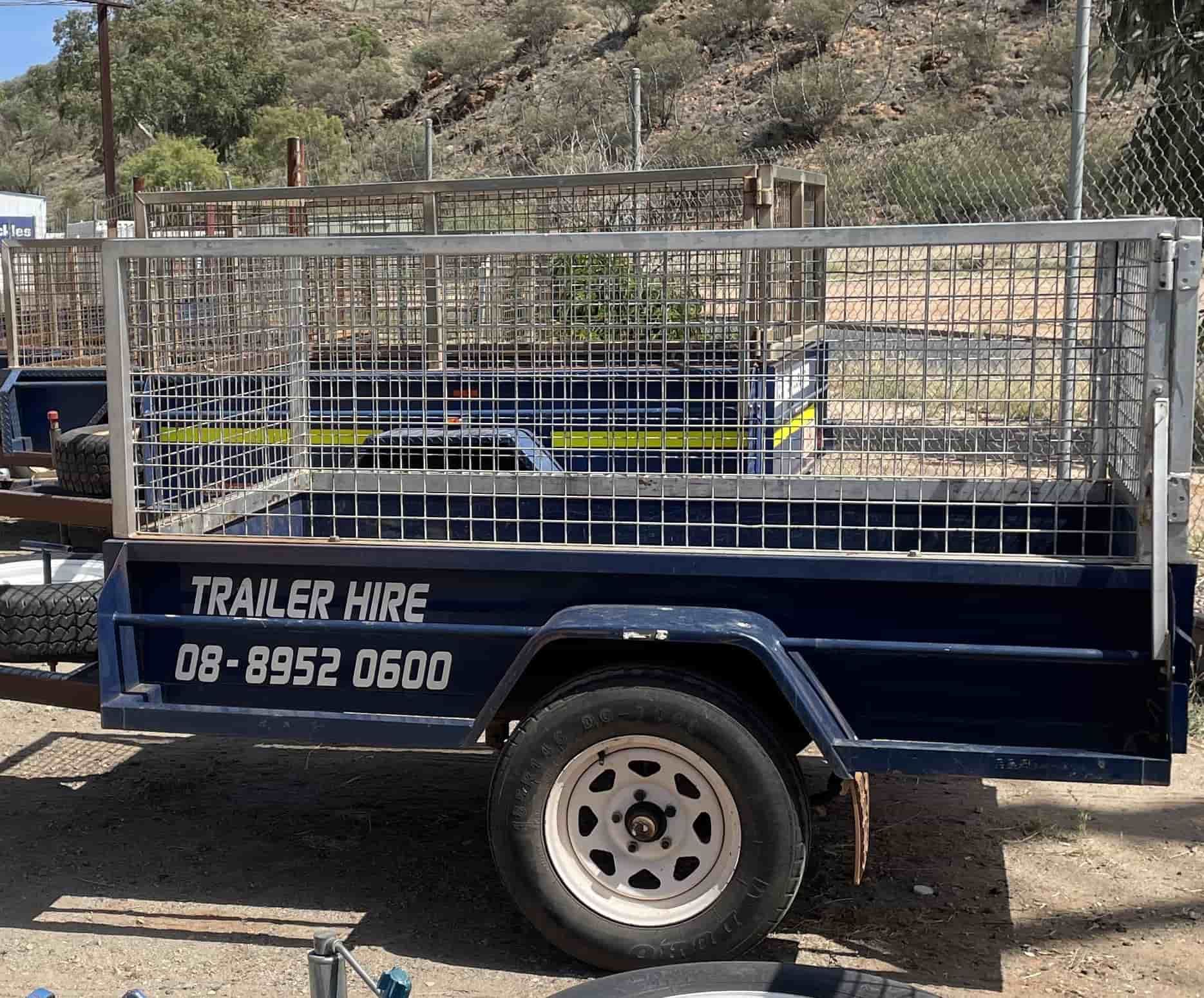 A Blue Trailer That Says Trailer Hire On It — Centre Trailer Sales In Alice Springs, NT