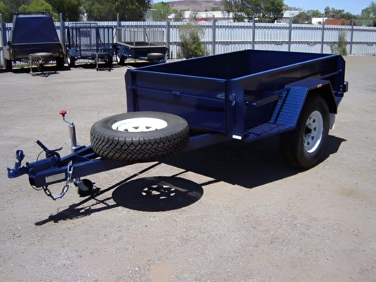 A Blue Trailer With A Spare Tire Attached To It — Centre Trailer Sales In Alice Springs, NT