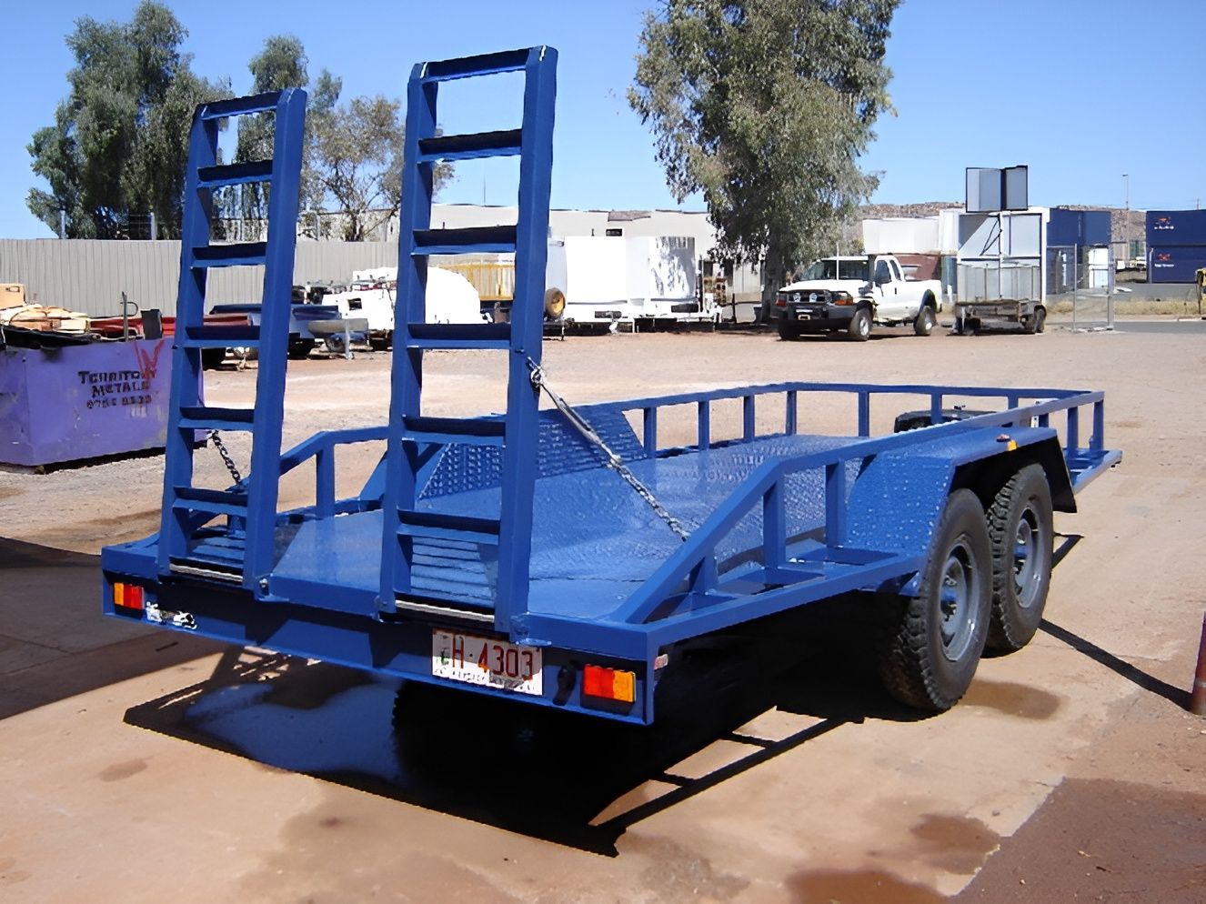 A Blue Trailer With A License Plate — Centre Trailer Sales In Alice Springs, NT