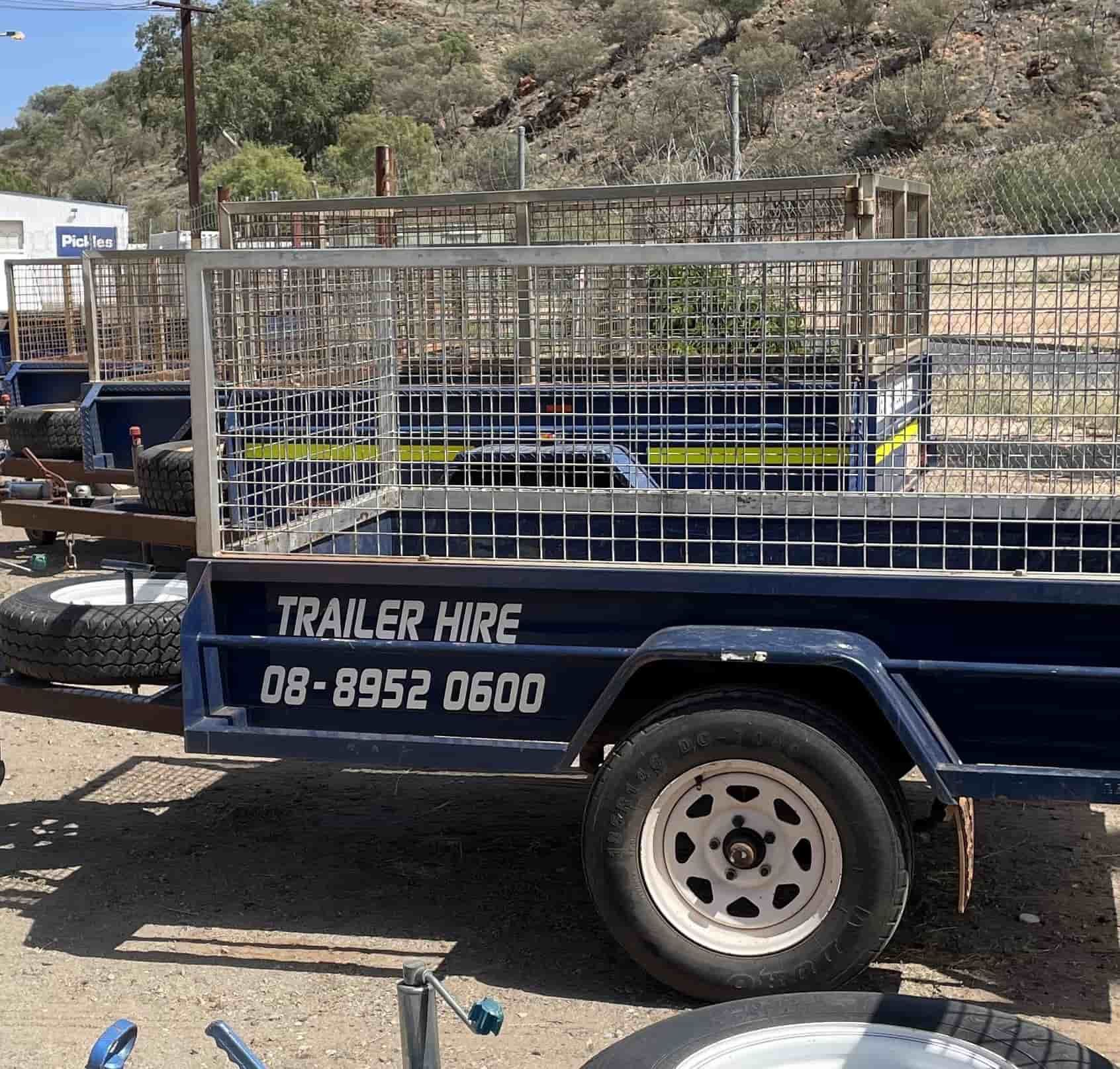 A Blue Trailer That Says Trailer Hire On It — Centre Trailer Sales In Alice Springs, NT
