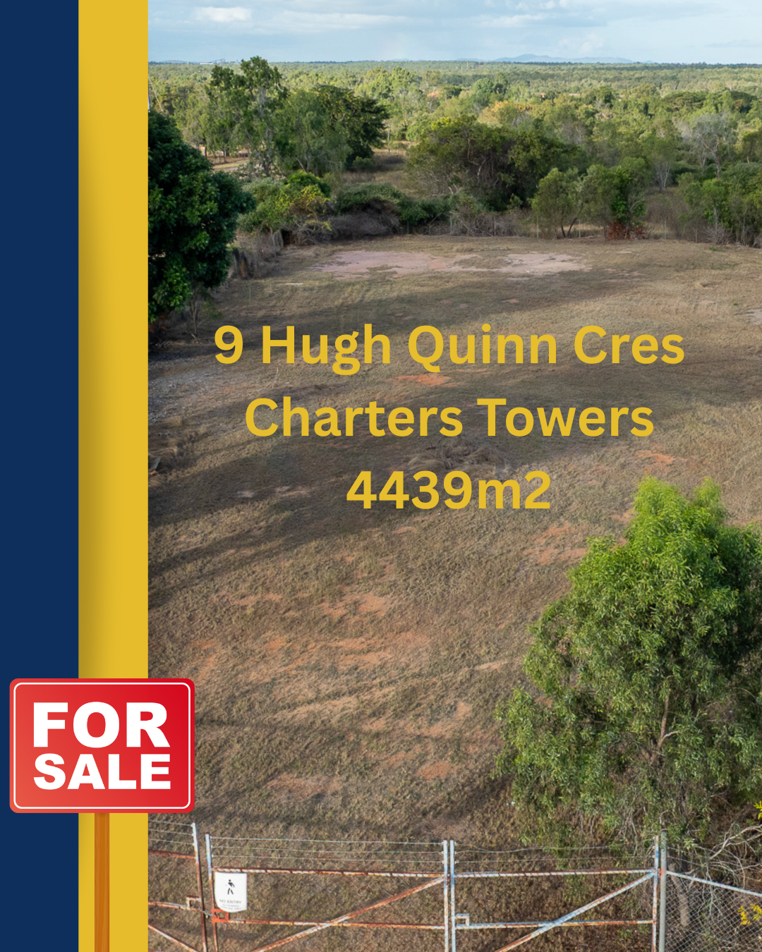 Land for sale at 9 Hugh Quinn Cres, Charters Towers, with a size of 4439m2, marked