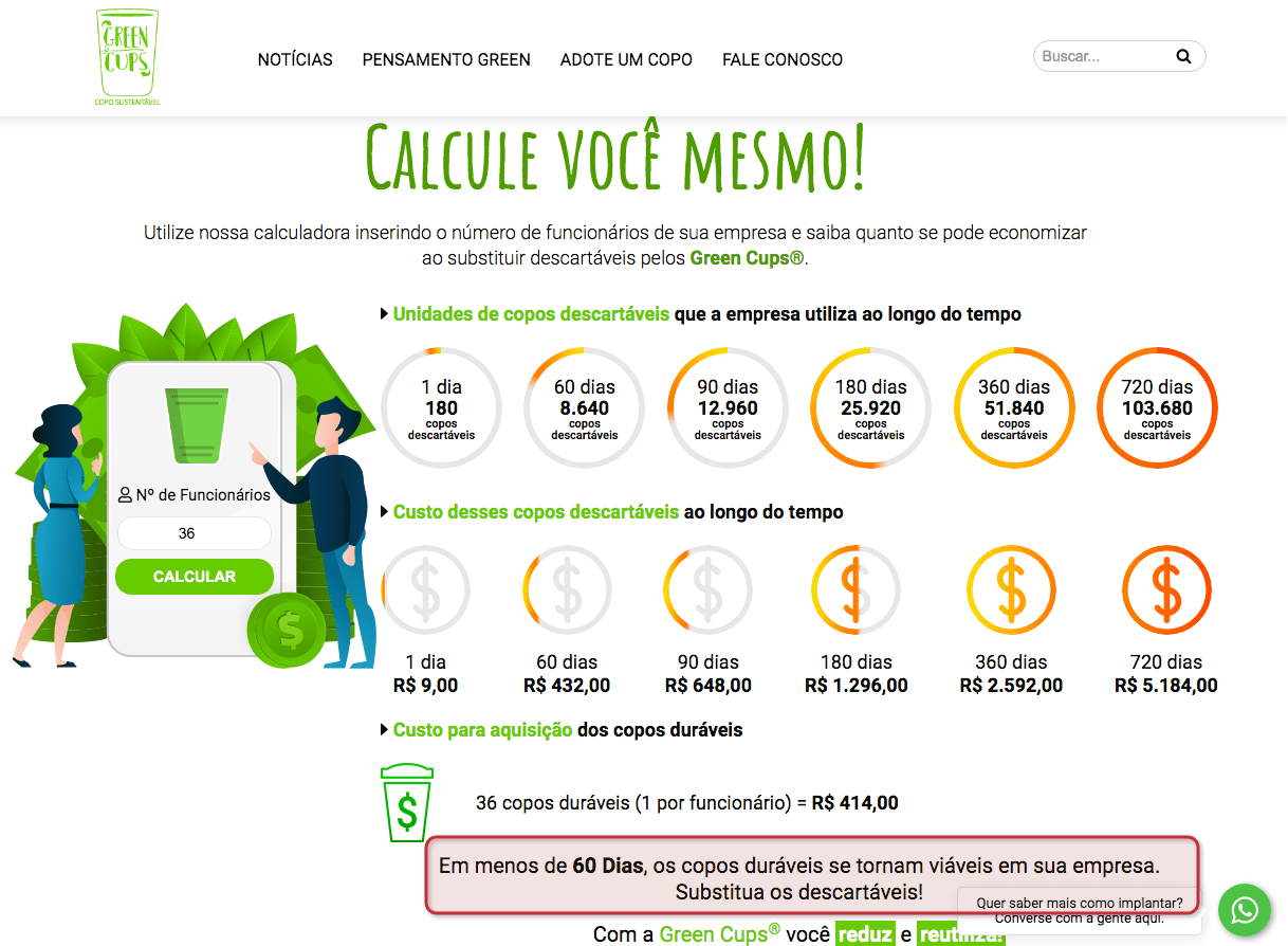 A screenshot of a website that says calcule voce mesmo.