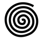 Black spiral swirl icon on a white background
