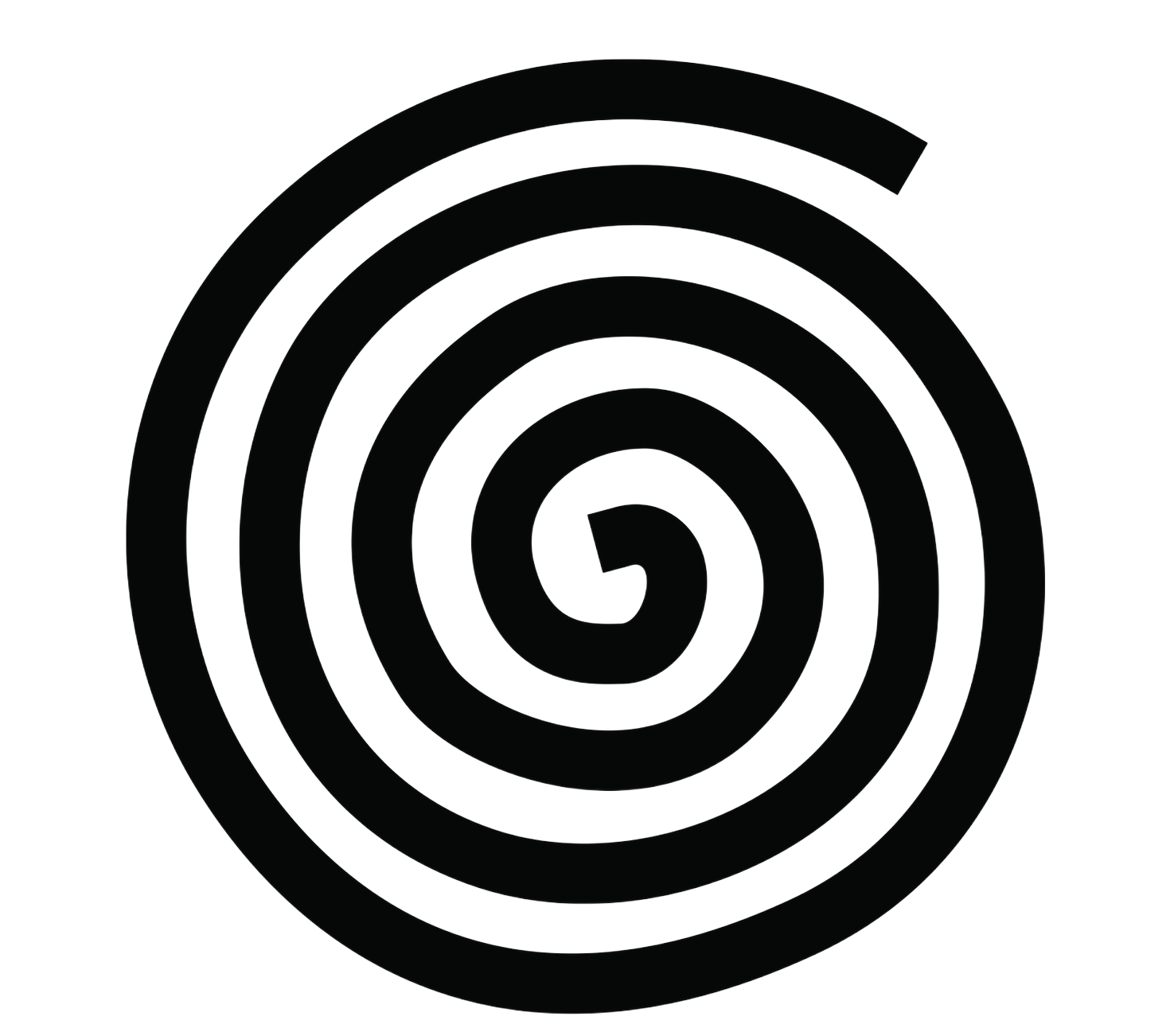 Black spiral swirl icon on a white background