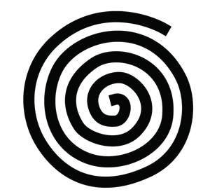 Black spiral swirl icon on a white background
