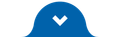 Blue abstract shape with a white downward-pointing chevron.