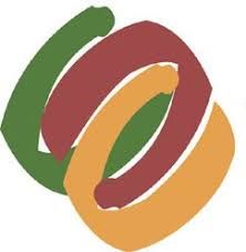 A logo featuring three interlocking, rounded shapes in forest green, maroon, and mustard yellow.