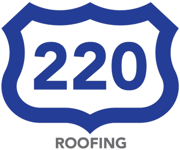Blue shield logo with “220” and “ROOFING” text below