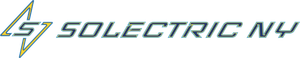 Logo for Solectric NY with stylized green and yellow lightning bolt and italic gray text