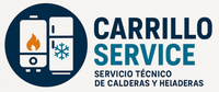 Carrillo Service logo with furnace and snowflake icons; reads “Servicio Técnico de Calderas y Heladeras”