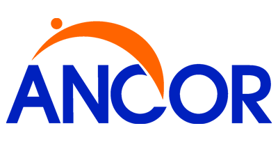 ANCOR logo in blue with an orange arc above the letters