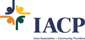 IACP logo with multicolored abstract cross and the text “IACP” and “Iowa Association of Community Providers”