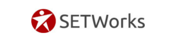 SETworks logo with red circular icon and gray text on a white background