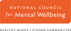 National Council for Mental Wellbeing logo in orange with tagline “Healthy Minds • Strong Communities”