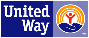United Way logo: white text on blue background, symbol of a person inside a circle.