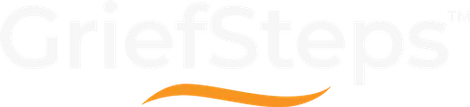 The GriefSteps logo: White text 