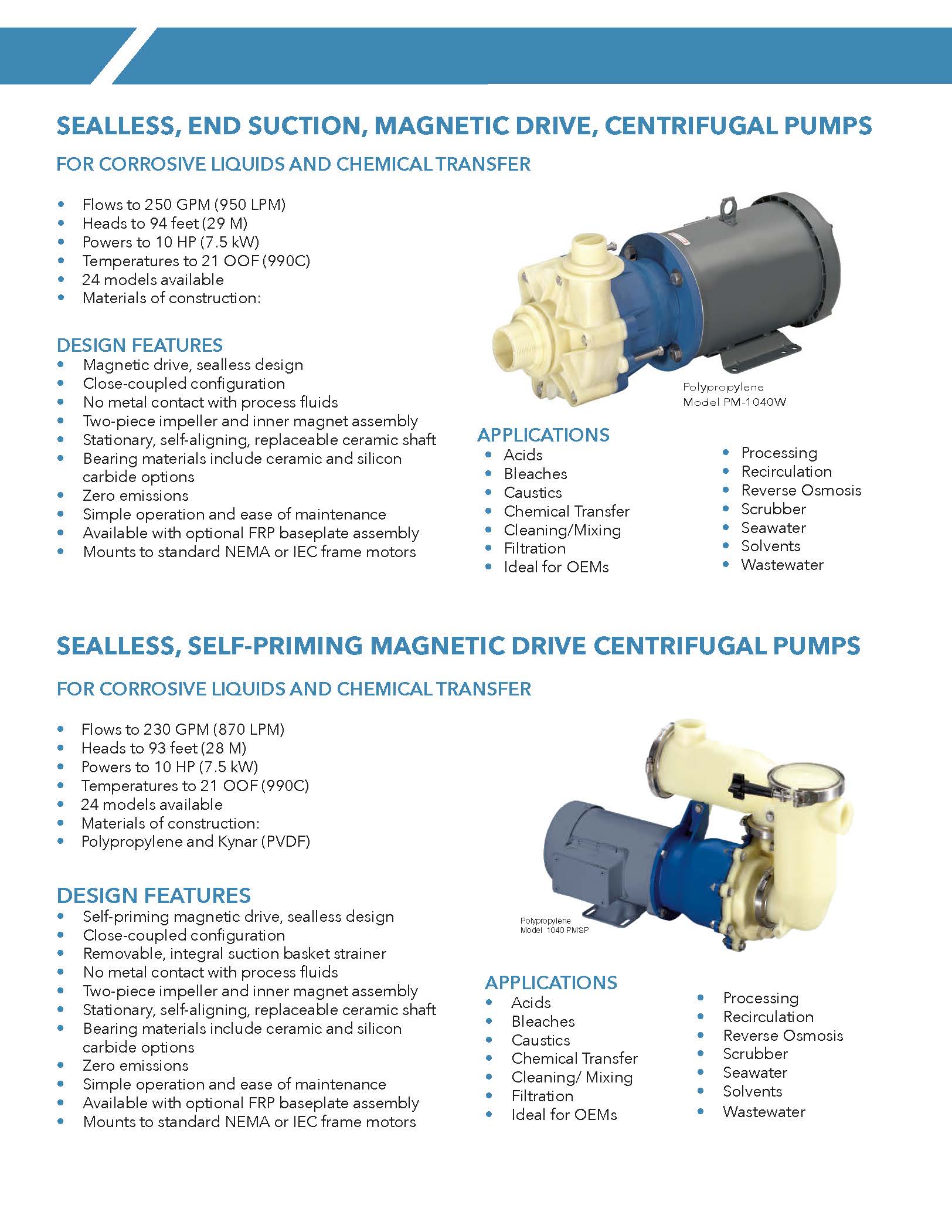 CECO / Sethco Sealless end suction magnetic drive centrifugal pumps