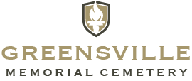 Greensville Memorial Cemetery logo with gold shield and cross icon above the name on a white background
