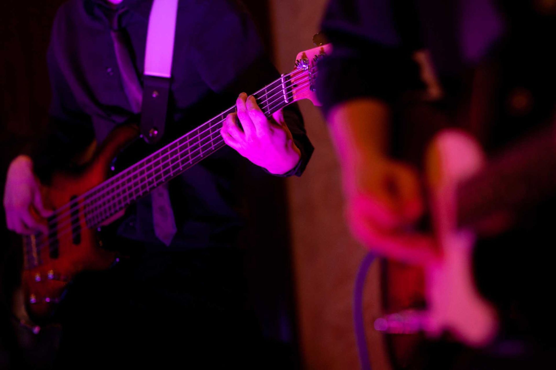 A man is playing a guitar