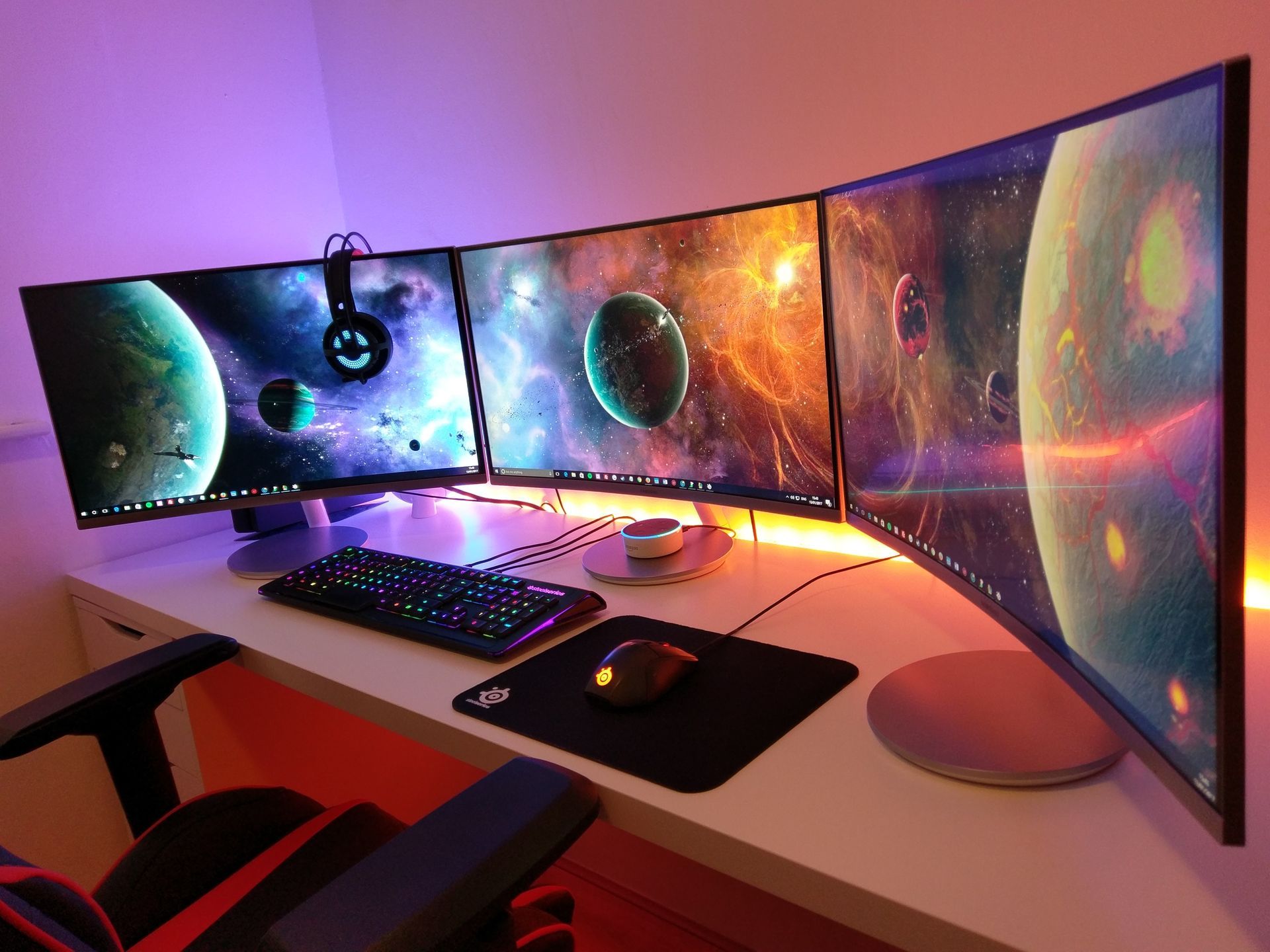 A space themed work from home computer desk