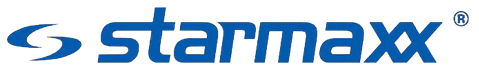 Starmaxx logo in blue and black on a white background
