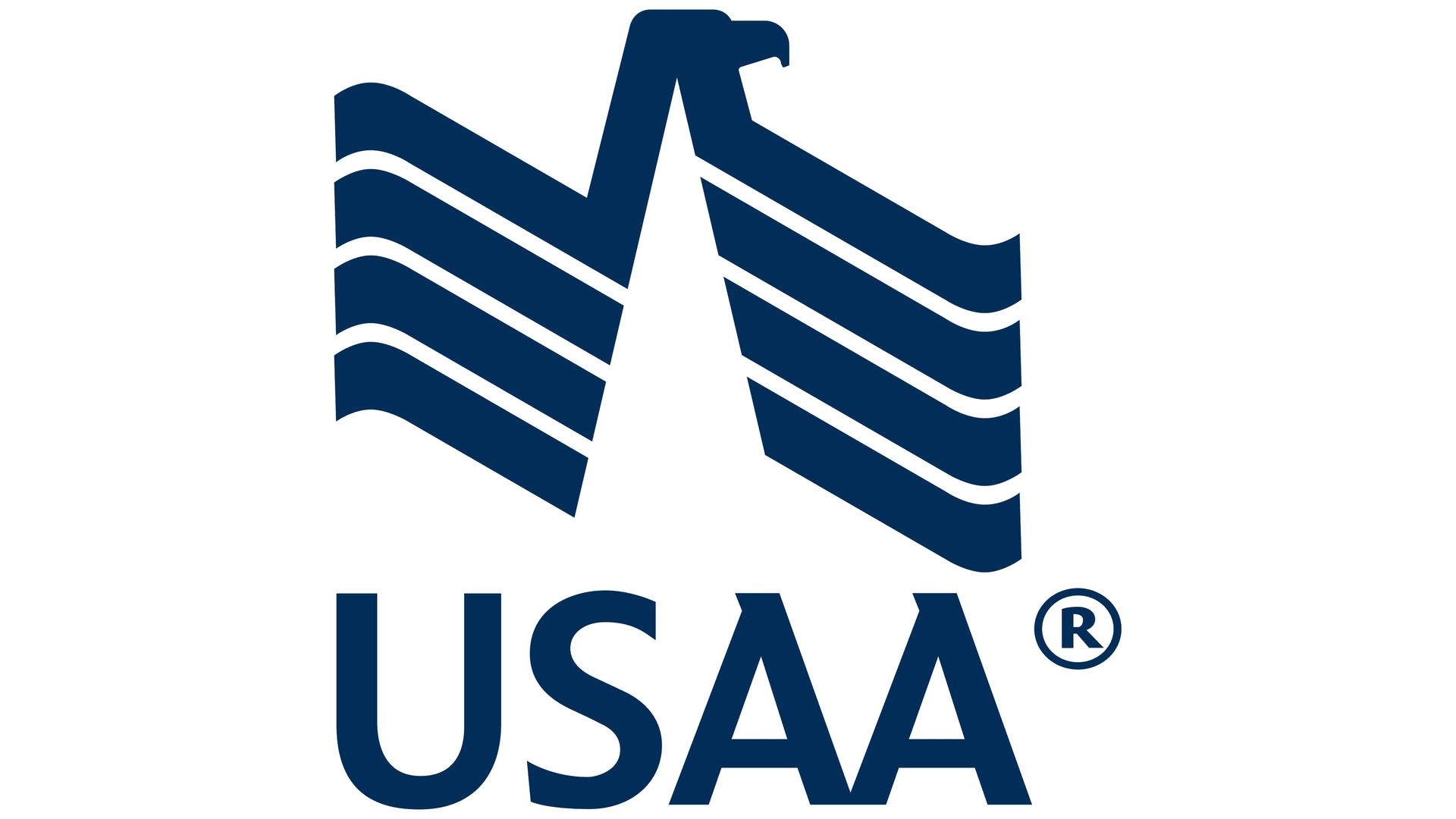 USAA logo in navy blue with stylized eagle above the letters “USAA” and a registered trademark symbol