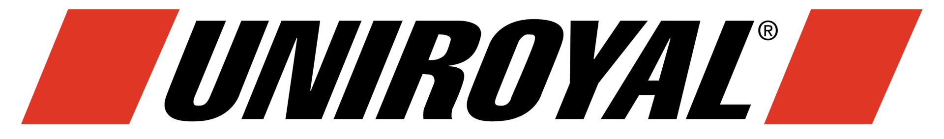 UNIROYAL logo in black italic text with red geometric accents on a white background
