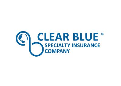 Clear Blue Specialty Insurance Company logo in blue on a white background