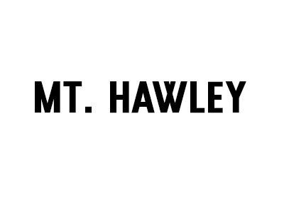 Black text reading “MT. HAWLEY” on a white background