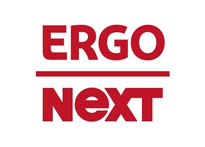 Red ERGO NEXT logo with a horizontal line between the words