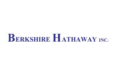 Berkshire Hathaway Inc. logo in blue serif text on a white background