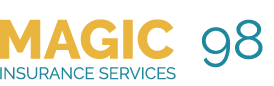 MAGIC Insurance Services logo with teal &ldquo;98&rdquo; on a white background
