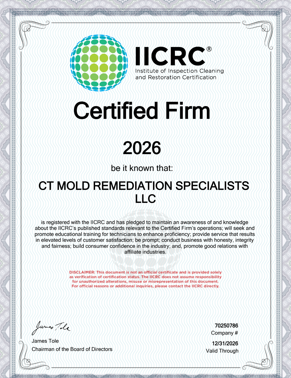 CT Mold Remediation Specialists IICRC Certification