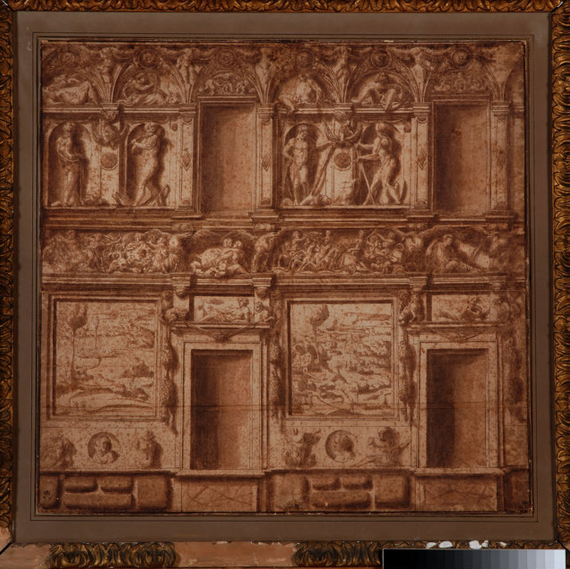 Galleria Sabauda di Torino Peruzzi B. Progetto di facciata di una casa Disegno su cartoncino Prima del restauro Soseishi
