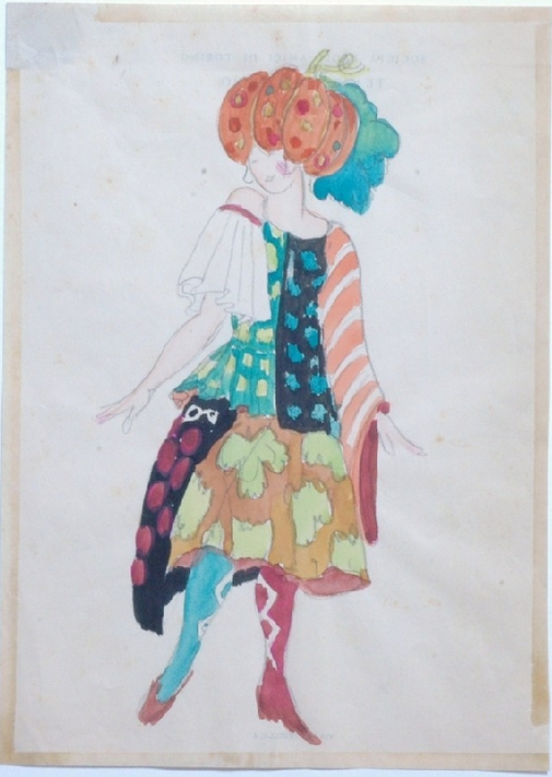 Galleria d’Arte Moderna di Torino Chessa G. “L’estate costume di scena o di carnevale” Acquerello e tempera su carta - Prima del restauro Recto