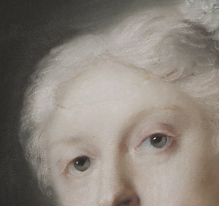 Galleria Sabauda di Torino- Carriera R. “Ritratto della sorella Giovanna”- Pastello su carta - Prima del restauro- Particolare - Recto