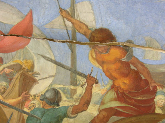 Galleria Sabauda di Torino – Dipinto a tempera su pergamena intelaiato – Prima del restauro - Visione dello strappo
