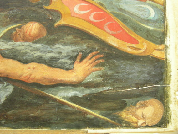 Galleria Sabauda di Torino Dipinto a tempera su pergamena intelaiato Prima del restauro Visione dello strappo in coincidenza dell’angolo inferiore destro