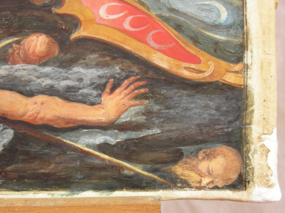 Galleria Sabauda di Torino Dipinto a tempera su pergamena intelaiato Prima del restauro Visione dello strappo in coincidenza dell’angolo inferiore destro